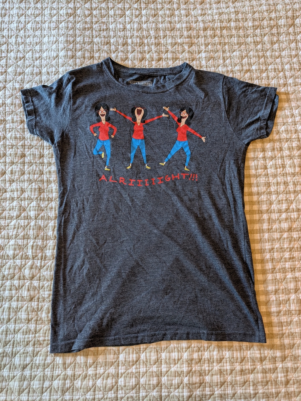Women's Graphic Tee with Red & Blue Bob's Burger Linda Design